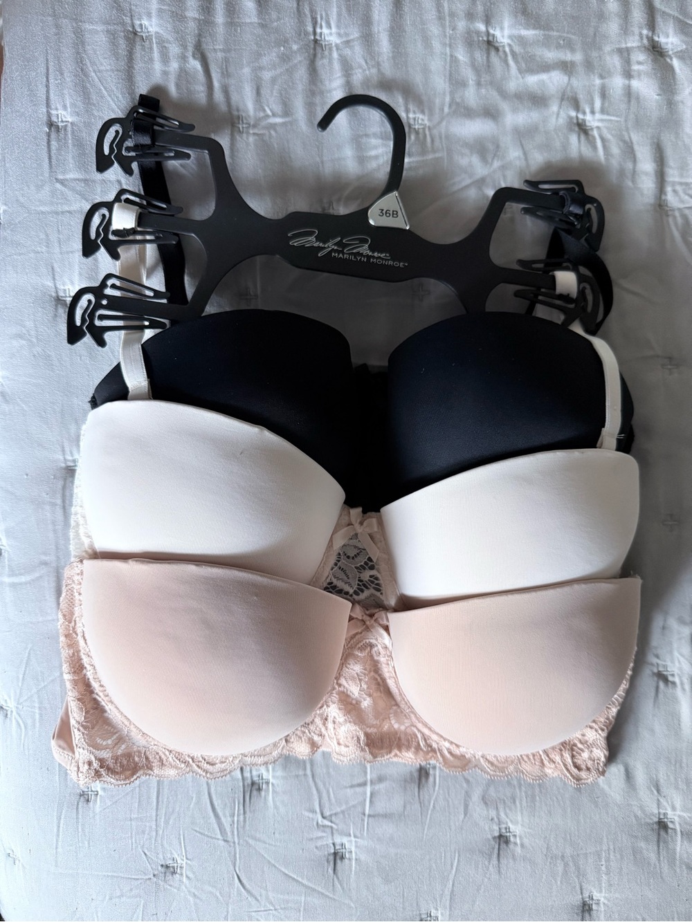 Marilyn Monroe Convertible Strapless Bra 3-Pack — Black, White, Nude Padded